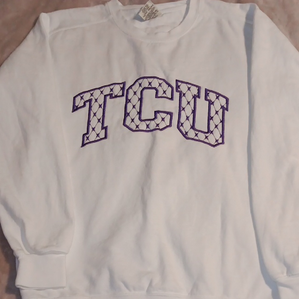 Comfort Colors White and Purple TCU Garment